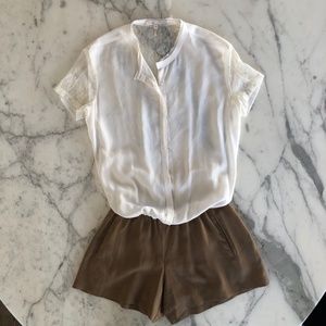 MAJE Paris luxury chiffon and caramel Lace Romper Size 36